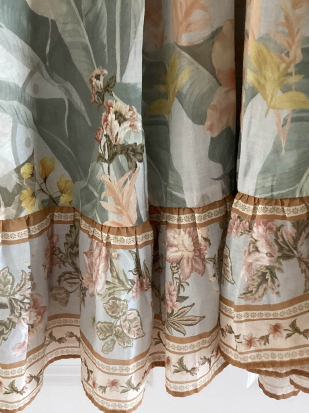 Calypso St. Barth Cotton Pastel Blue Floral V-Neck Faux Wrap Frill Mini Dress - Picture 6 of 16